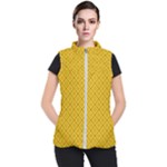 Yellow Floral Pattern Vintage Pattern, Yellow Background Women s Puffer Vest