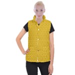 Yellow Floral Pattern Vintage Pattern, Yellow Background Women s Button Up Vest