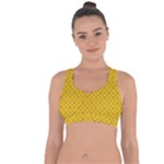 Yellow Floral Pattern Vintage Pattern, Yellow Background Cross String Back Sports Bra