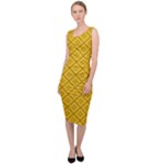 Yellow Floral Pattern Vintage Pattern, Yellow Background Sleeveless Pencil Dress