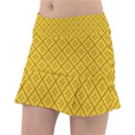 Yellow Floral Pattern Vintage Pattern, Yellow Background Classic Tennis Skirt