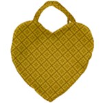 Yellow Floral Pattern Vintage Pattern, Yellow Background Giant Heart Shaped Tote