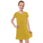 Yellow Floral Pattern Vintage Pattern, Yellow Background Kids  Cross Web Dress