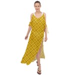 Yellow Floral Pattern Vintage Pattern, Yellow Background Maxi Chiffon Cover Up Dress