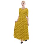 Yellow Floral Pattern Vintage Pattern, Yellow Background Half Sleeves Maxi Dress