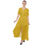 Yellow Floral Pattern Vintage Pattern, Yellow Background Waist Tie Boho Maxi Dress