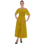 Yellow Floral Pattern Vintage Pattern, Yellow Background Shoulder Straps Boho Maxi Dress 