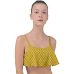 Yellow Floral Pattern Vintage Pattern, Yellow Background Frill Bikini Top