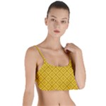 Yellow Floral Pattern Vintage Pattern, Yellow Background Layered Top Bikini Top 