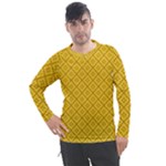 Yellow Floral Pattern Vintage Pattern, Yellow Background Men s Pique Long Sleeve T-Shirt