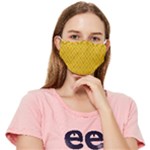 Yellow Floral Pattern Vintage Pattern, Yellow Background Fitted Cloth Face Mask (Adult)