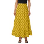 Yellow Floral Pattern Vintage Pattern, Yellow Background Tiered Ruffle Maxi Skirt