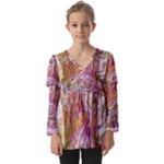 Abstract pink blend Kids  V Neck Casual Top