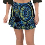Authentic Aboriginal Art - Circles (Paisley Art) Fishtail Mini Chiffon Skirt