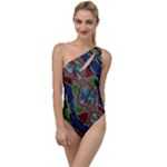 Authentic Aboriginal Art - Walking the Land To One Side Swimsuit