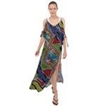 Authentic Aboriginal Art - Walking the Land Maxi Chiffon Cover Up Dress