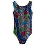 Authentic Aboriginal Art - Walking the Land Kids  Cut-Out Back One Piece Swimsuit