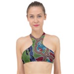 Authentic Aboriginal Art - Walking the Land High Neck Bikini Top