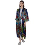 Authentic Aboriginal Art - Walking the Land Maxi Satin Kimono