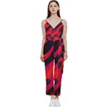 Abstract Fire Flames Grunge Art, Creative V-Neck Camisole Jumpsuit