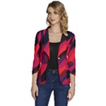 Abstract Fire Flames Grunge Art, Creative Women s One-Button 3/4 Sleeve Short Jacket