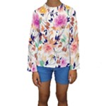 Abstract Floral Background Kids  Long Sleeve Swimwear