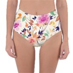 Abstract Floral Background Reversible High-Waist Bikini Bottoms