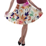 Abstract Floral Background A-line Skater Skirt