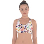 Abstract Floral Background Cross String Back Sports Bra