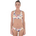 Abstract Floral Background Cross Back Hipster Bikini Set