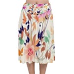 Abstract Floral Background Velvet Flared Midi Skirt