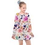 Abstract Floral Background Kids  Long Sleeve Dress