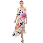 Abstract Floral Background Maxi Chiffon Cover Up Dress
