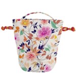 Abstract Floral Background Drawstring Bucket Bag