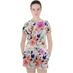 Abstract Floral Background Women s T-Shirt and Shorts Set