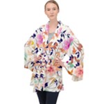 Abstract Floral Background Long Sleeve Velvet Kimono 