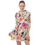 Abstract Floral Background Mini Skater Shirt Dress