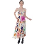 Abstract Floral Background Tie Back Maxi Dress