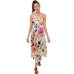 Abstract Floral Background Halter Tie Back Dress 