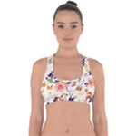 Abstract Floral Background Cross Back Hipster Bikini Top 