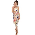 Abstract Floral Background Waist Tie Cover Up Chiffon Dress