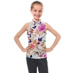 Abstract Floral Background Kids  Sleeveless Polo T-Shirt