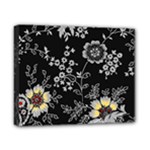 Black Background With Gray Flowers, Floral Black Texture Canvas 10  x 8  (Stretched)