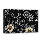 Black Background With Gray Flowers, Floral Black Texture Deluxe Canvas 18  x 12  (Stretched)