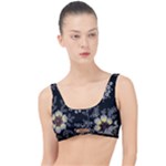 Black Background With Gray Flowers, Floral Black Texture The Little Details Bikini Top