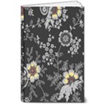 Black Background With Gray Flowers, Floral Black Texture 8  x 10  Softcover Notebook