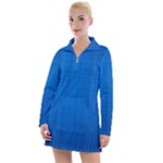 Blue Abstract, Background Pattern Women s Long Sleeve Casual Dress