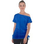 Blue Abstract, Background Pattern Off Shoulder Tie-Up T-Shirt