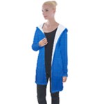 Blue Abstract, Background Pattern Longline Hooded Cardigan