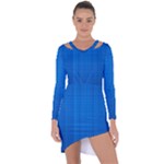 Blue Abstract, Background Pattern Asymmetric Cut-Out Shift Dress